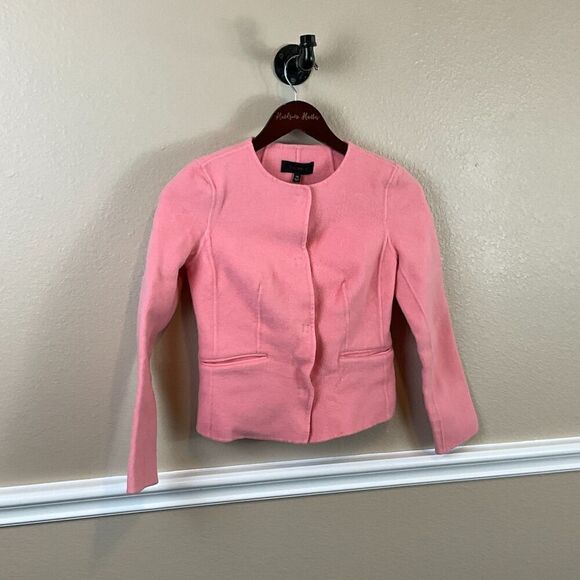 Talbots Women Pink XS Blazer Wool Blend Hidden Buttons Fitted Comfort Pockets R3 - Picture 4 of 12